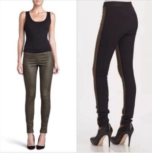 Theory 'Cullen' Lamb Leather and Twill Knit Pants Women's Size 10 Suede Leggings